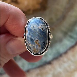 Pietersite Natural Gemstone Ring!  .925 Sterling Silver Overlay. Oval shape.